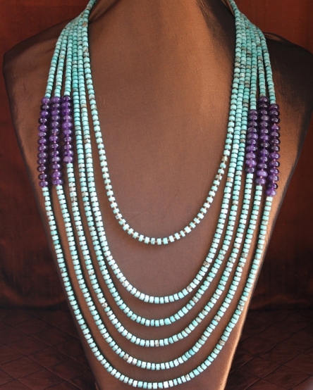 Turquoise Heishi & Amethyst Necklace